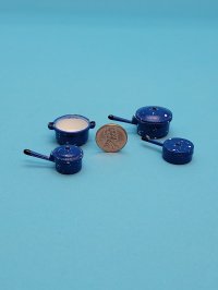Blue Spatterware Pots & Pans