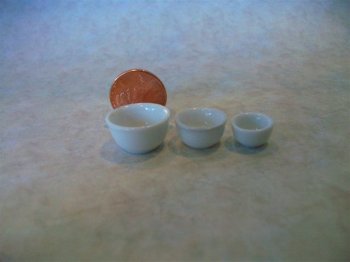 3 pc White Ceramic Bowl Set