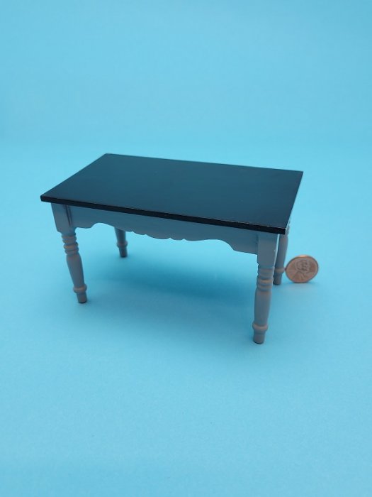 Table, turned leg, Gray/Black - Click Image to Close