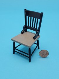 Chair, turned leg, Gray/Black