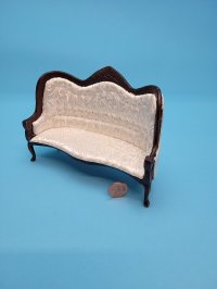 Victorian Sofa, White/Walnut