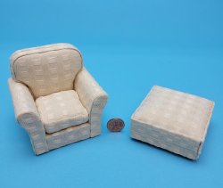 Beige Chair and Ottoman