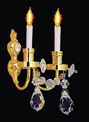 Brass Double-Candle Crystal Sco