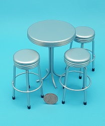Table and 3 chair set, Silver c