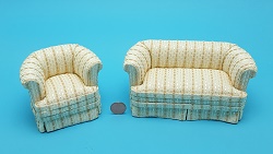 Tan Stripe 2 pc Sofa/Chair Set